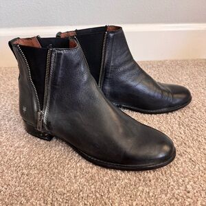 Frye "Carly" pebbled leather Chelsea ankle booties